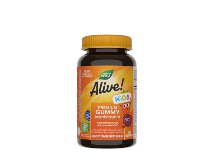 Natures Way Alive! Premium Kids Multivitamin Gummy cherry orange & grape 90 želatinových bonbónů (Příchuť Třešeň, pomeranč a hroznové víno)