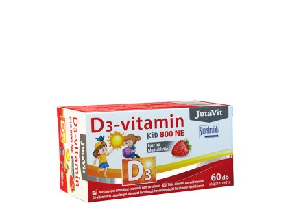 JutaVit Vitamin D3 Kid 800 IU 60 žvýkacích tablet (Příchuť Jahoda)