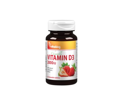 Vitaking Vitamin D3 2000 IU 90 tablet (Příchuť Jahoda)