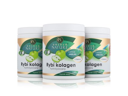 2+1 Golden Nature Hydrolyzovaný Rybí kolagen+Vitamin C 450g (jablko)
