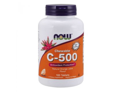 Vitamín C 500 mg tablety na cucání - NOW Foods (Příchuť pomeranč, Tablety 100 tab.)
