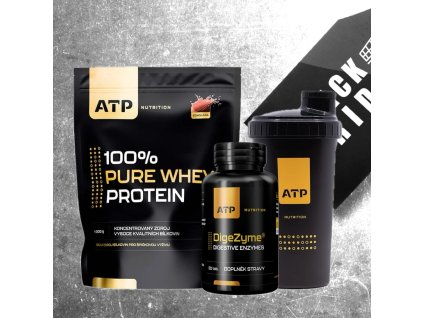 AKCE ATP Nutrition 100% Pure Whey Protein 1000 g + ZDARMA DigeZyme 30 tob + Šejkr 700 ml (Příchuť banán)