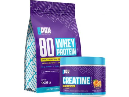 6Pak Nutrition Whey Protein 80 (908 g) + Creatine Monohydrate (300 g) (Velikost 1 pack)