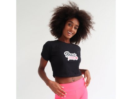 Dámské tričko CropTop Black - BeastPink