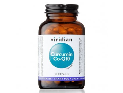 Viridian Curcumin Co-Q10 60 kapslí (Kurkumin a Koenzym Q10)  + ZDARMA tester produktu (protein, nakopávač, tyčinka)
