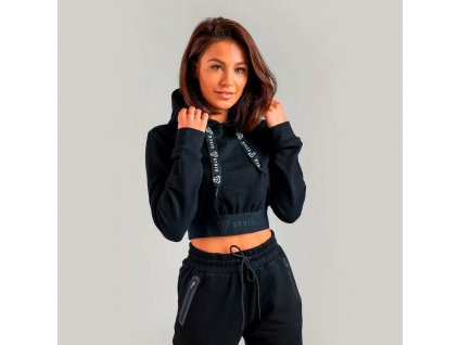 womens essential cropped hoodie black strix 7