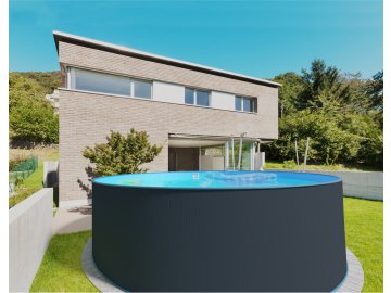 Planet Pool Polozapuštěný bazén s ocelovou stěnou Azurotico Antracit/Blue 4,5 x 1,2 m 48189