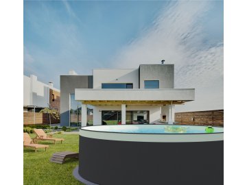 Planet Pool Polozapuštěný bazén s ocelovou stěnou Azurotico Antracit/Sand 3,5 x 0,9 m 38272