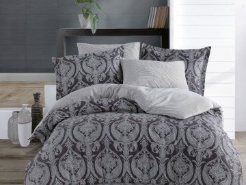 Prodloužené bavlněné povlečení bavlněný satén Jacquard šedý 140x220 70x90 - povlekame.cz