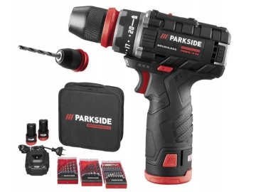 Parkside Performance AKU šroubovák 2x akumulátor, nabiječka, 3x příslušenství PBSPA 12 E4 88