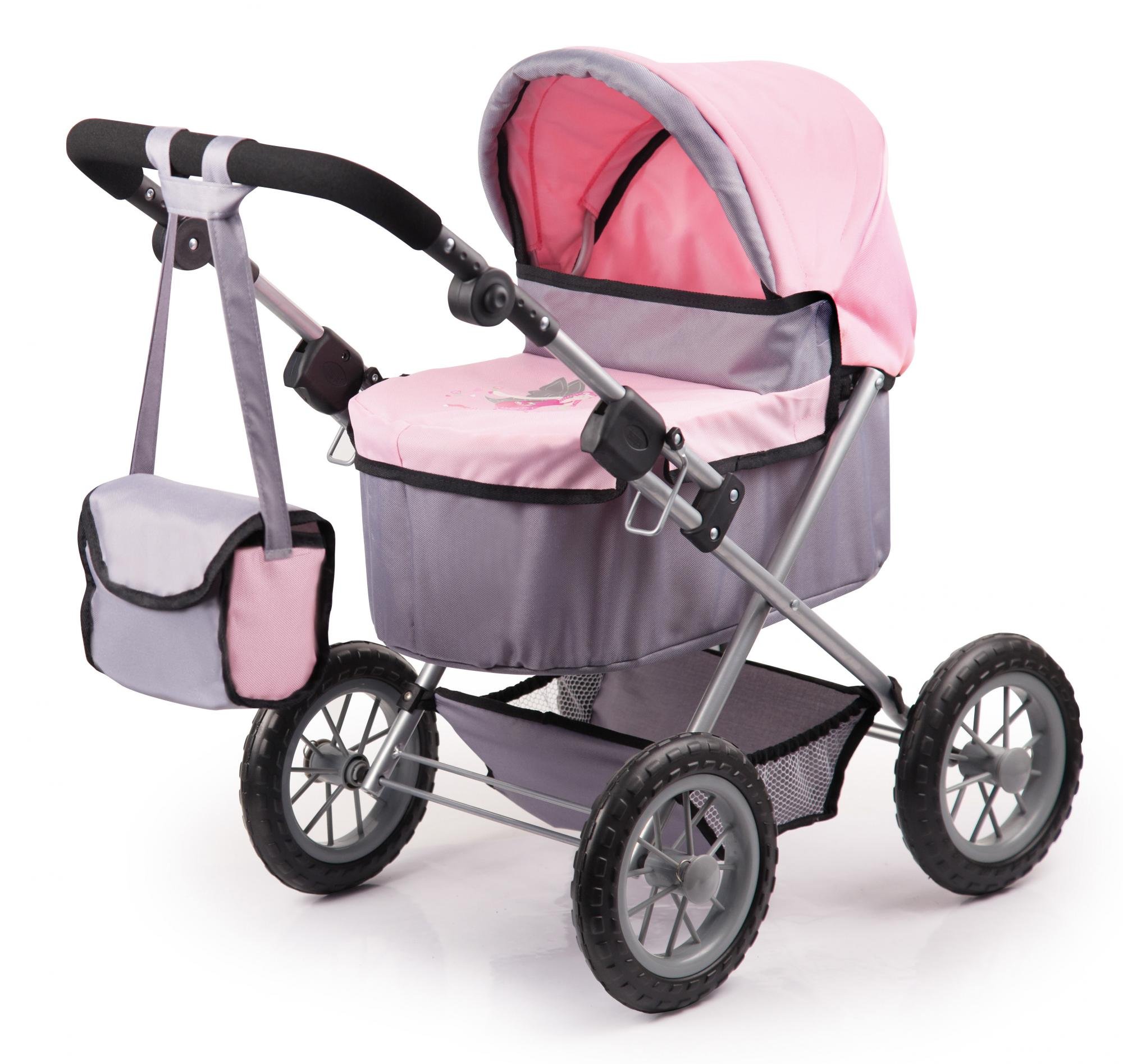 Bayer Design Trendy - Kočárek pro panenky 10v1 set růžovo-šedá