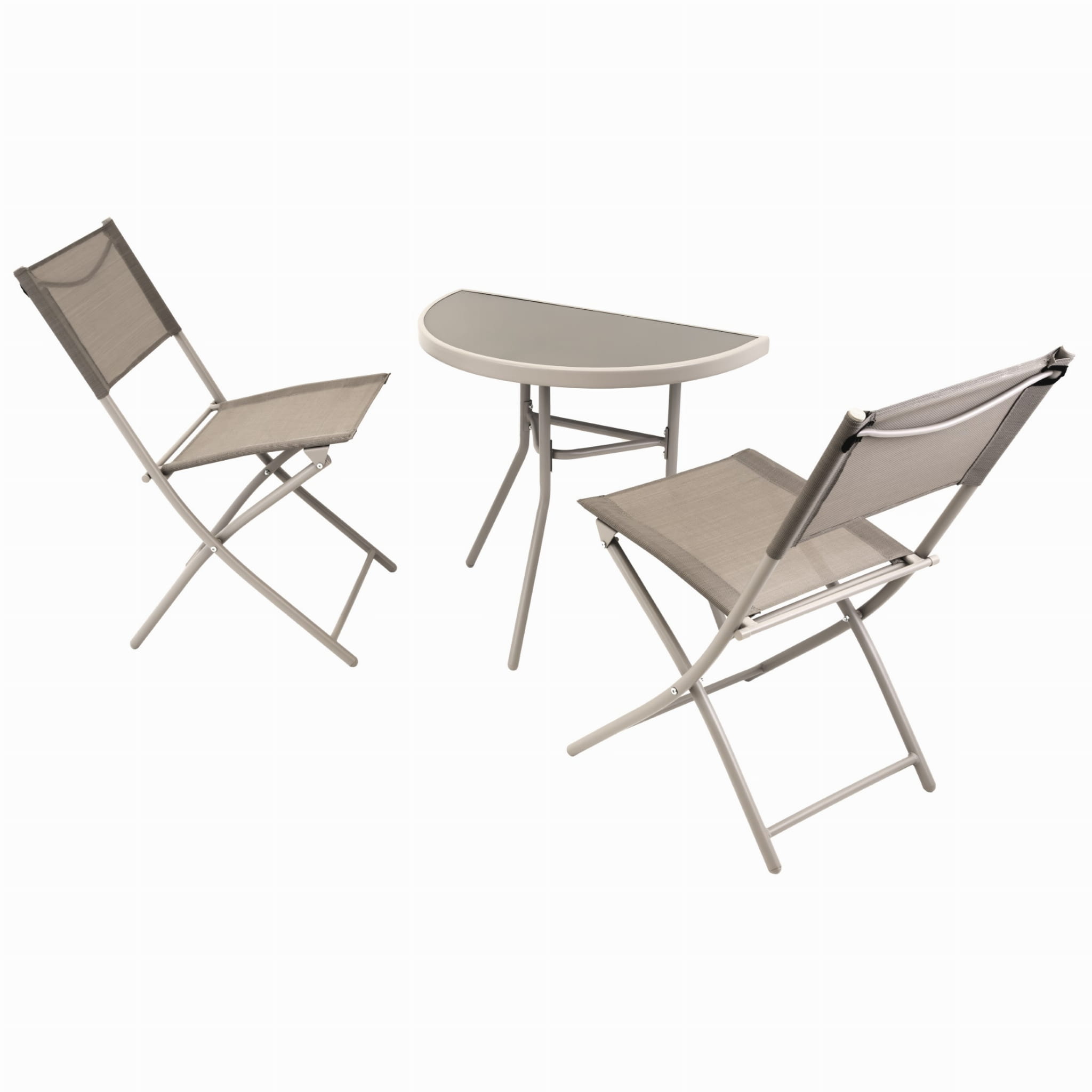 Jumi Balkonový set kovový 2+1 s půlkulatým stolkem Dora béžový