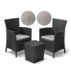Idea Zahradní balkonový ratan NAIROBI set 3 ks + polstry tmavě hnědá