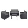 Progarden Zahradní sestava umělý ratan Arena DeLuxe stolek + 2 křesla + 1x pohovka antracit