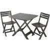 Progarden Zahradní skládací balkónová sestava Camping Set KOMODO stolek + 2 židle antracit 1
