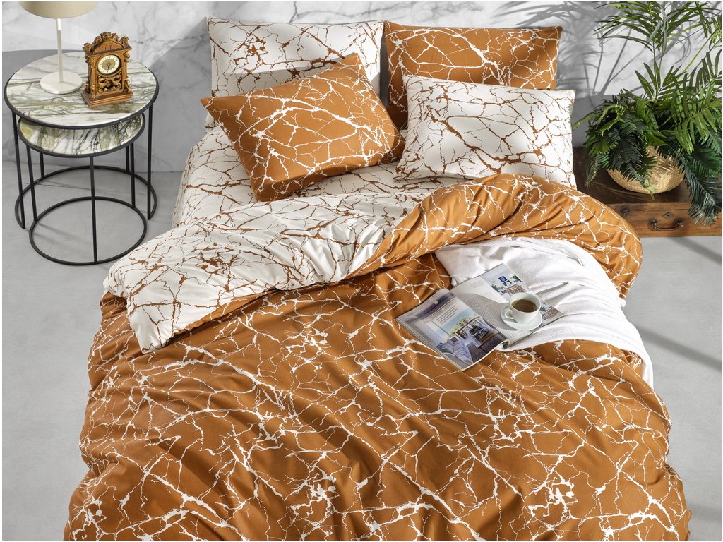 Francouzské bavlněné povlečení Mramor zlatý - povlekame.cz