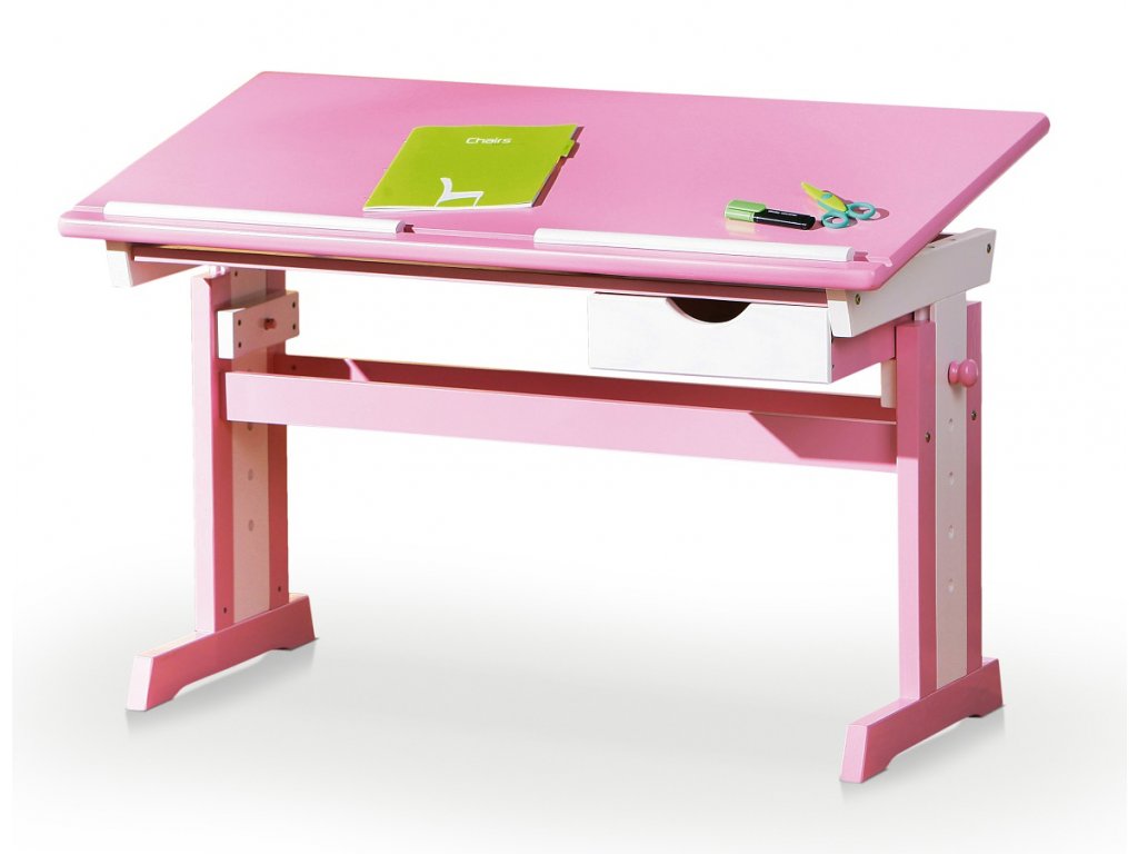 Dětský rostoucí psací naklápěcí psací stůl CECILIA růžový