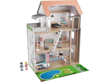 KidLand Dřevěný domeček pro panenky s výtahem SweetVilla PH 9187