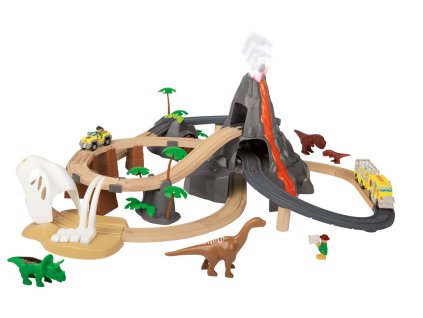 KidLand Dřevěná Vláčkodráha Dinoland 49 dílů