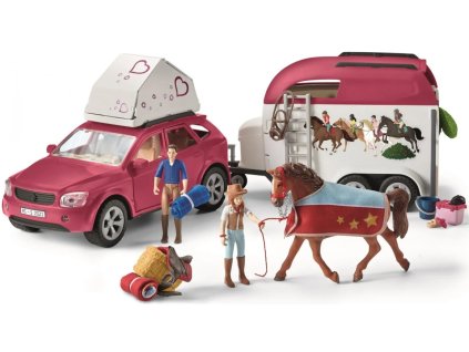 Schleich 42535 Dobrodružné auto s přívěsem a koněm