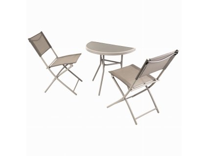 Jumi Balkonový set kovový 2+1 s půlkulatým stolkem Dora béžový 6