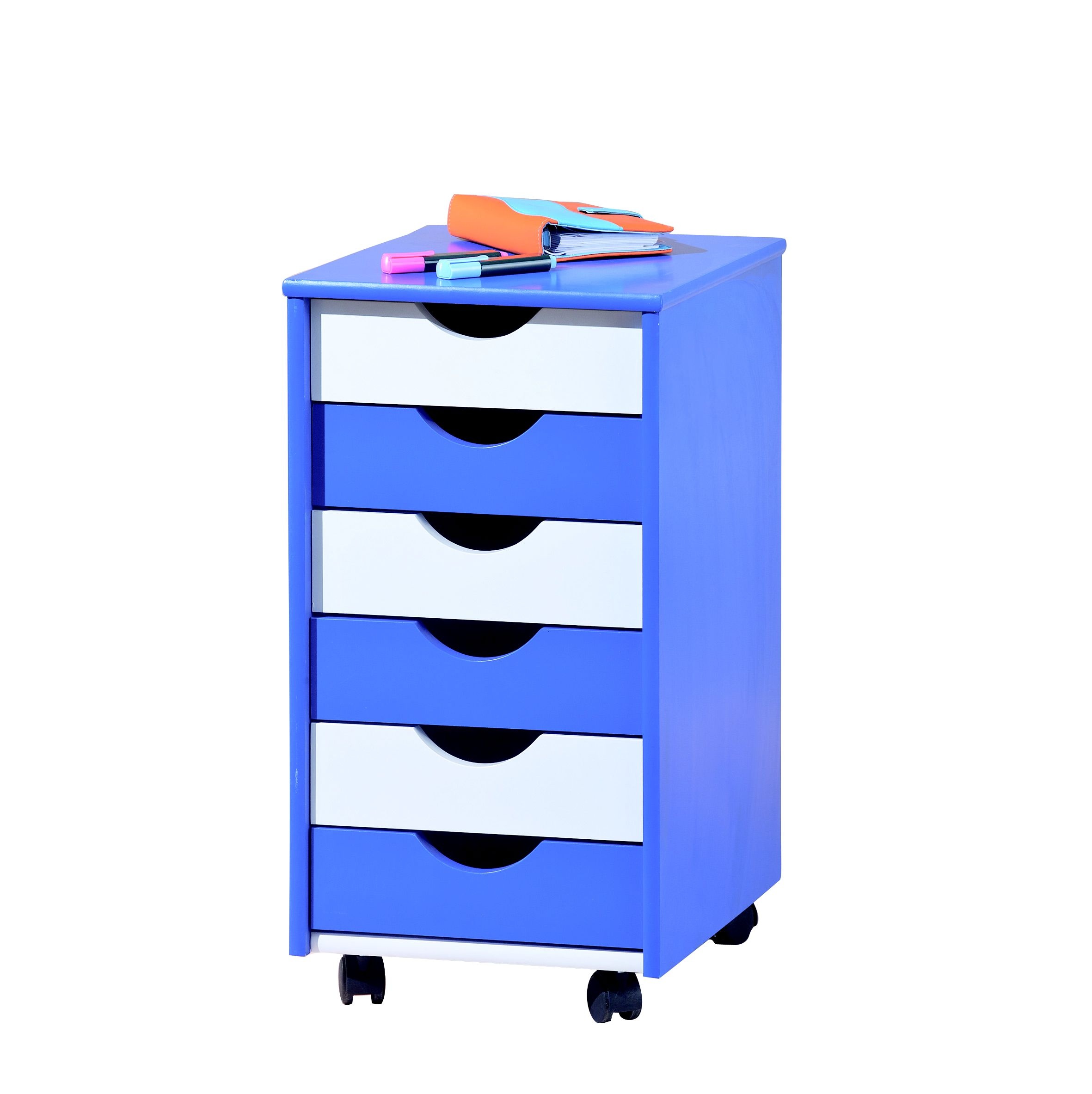 E-shop Halmar Zásuvkový kontajner s kolieskami Beppo 2 modro biely