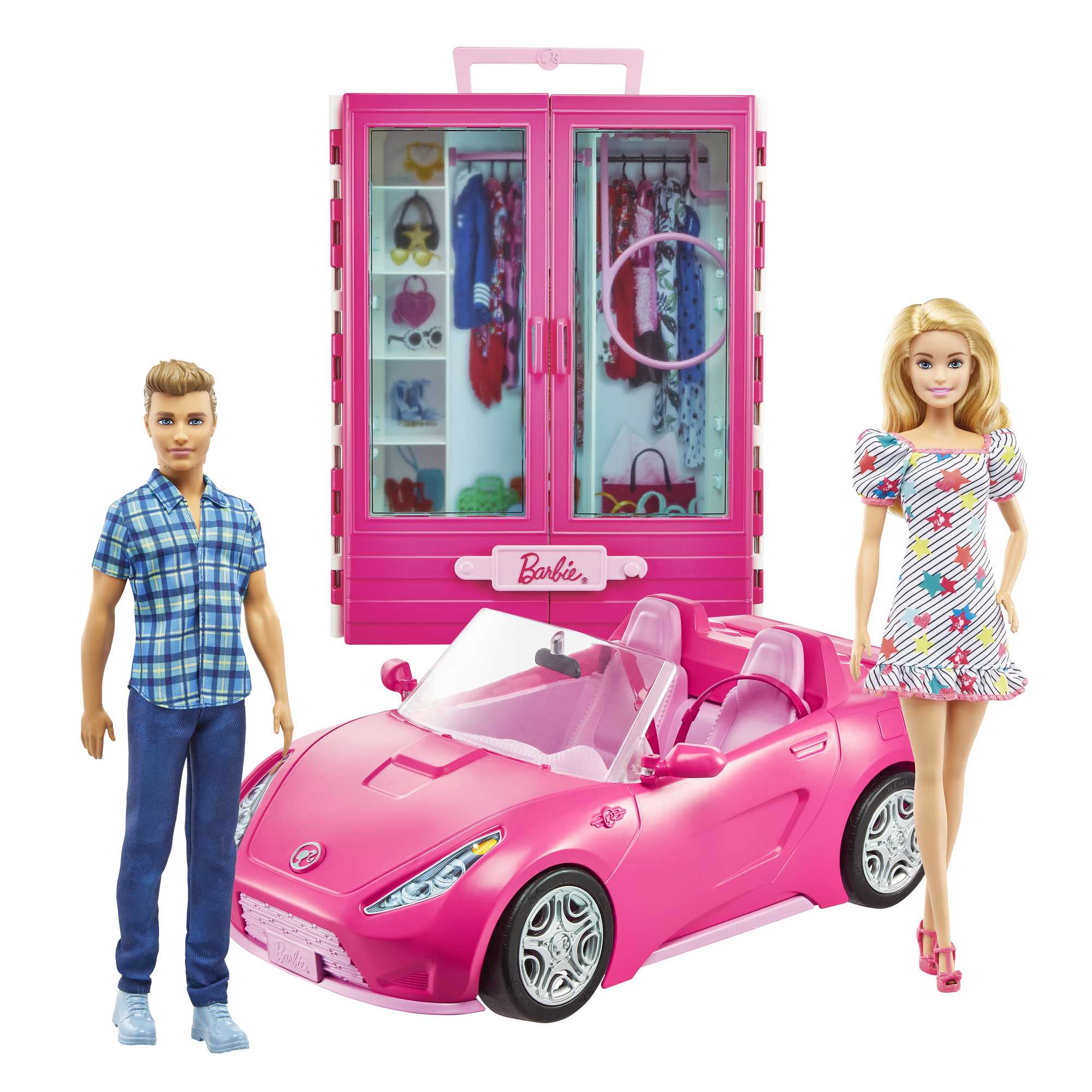 E-shop Mattel GVK05 Sada bábika Barbie/šatník/kabriolet/Ken 30 cm