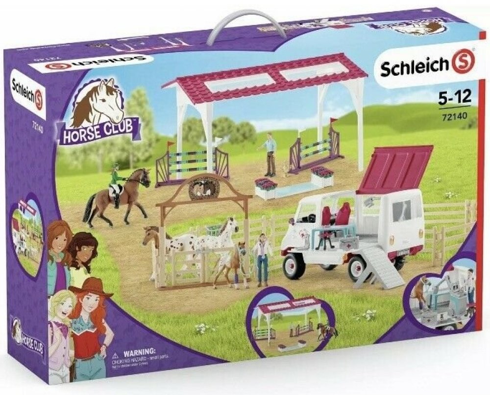 Schleich 72140 Špeciálna veľká sada s mobilnou veterinou a jazdiarňou