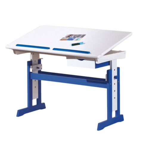 E-shop Rastúci písací stôl Halmar Paco 2 109x55x63-88 cm bielomodrý - Bílá pracovní deska