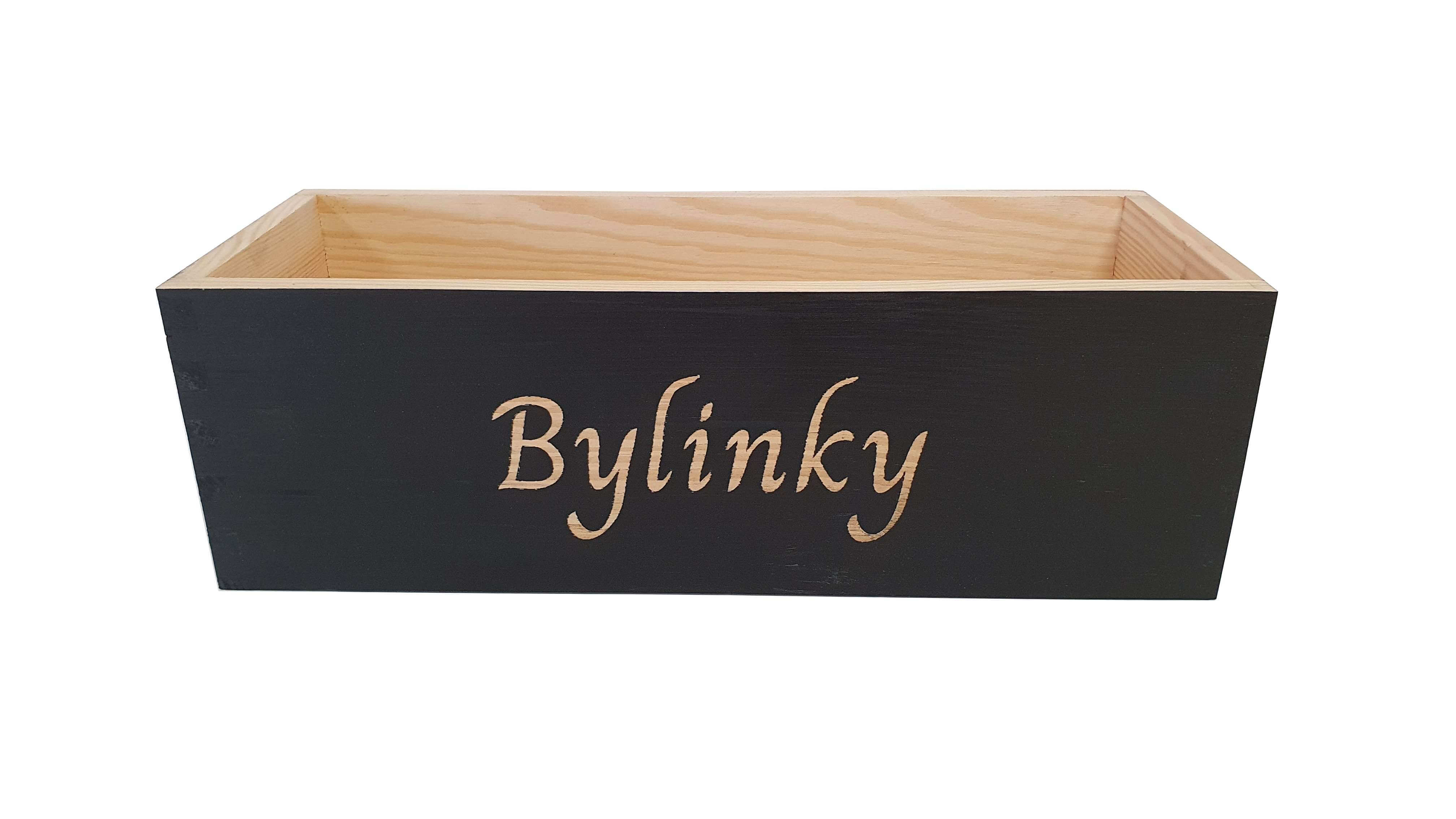 Krušnohorský nábytok BK1 Drevená debnička na bylinky z masívneho dreva 34 x 13 x 11 cm čierna