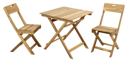 E-shop Rojaplast drevený bistro / balkónový set FILAX stôl + 2x skladacia stolička