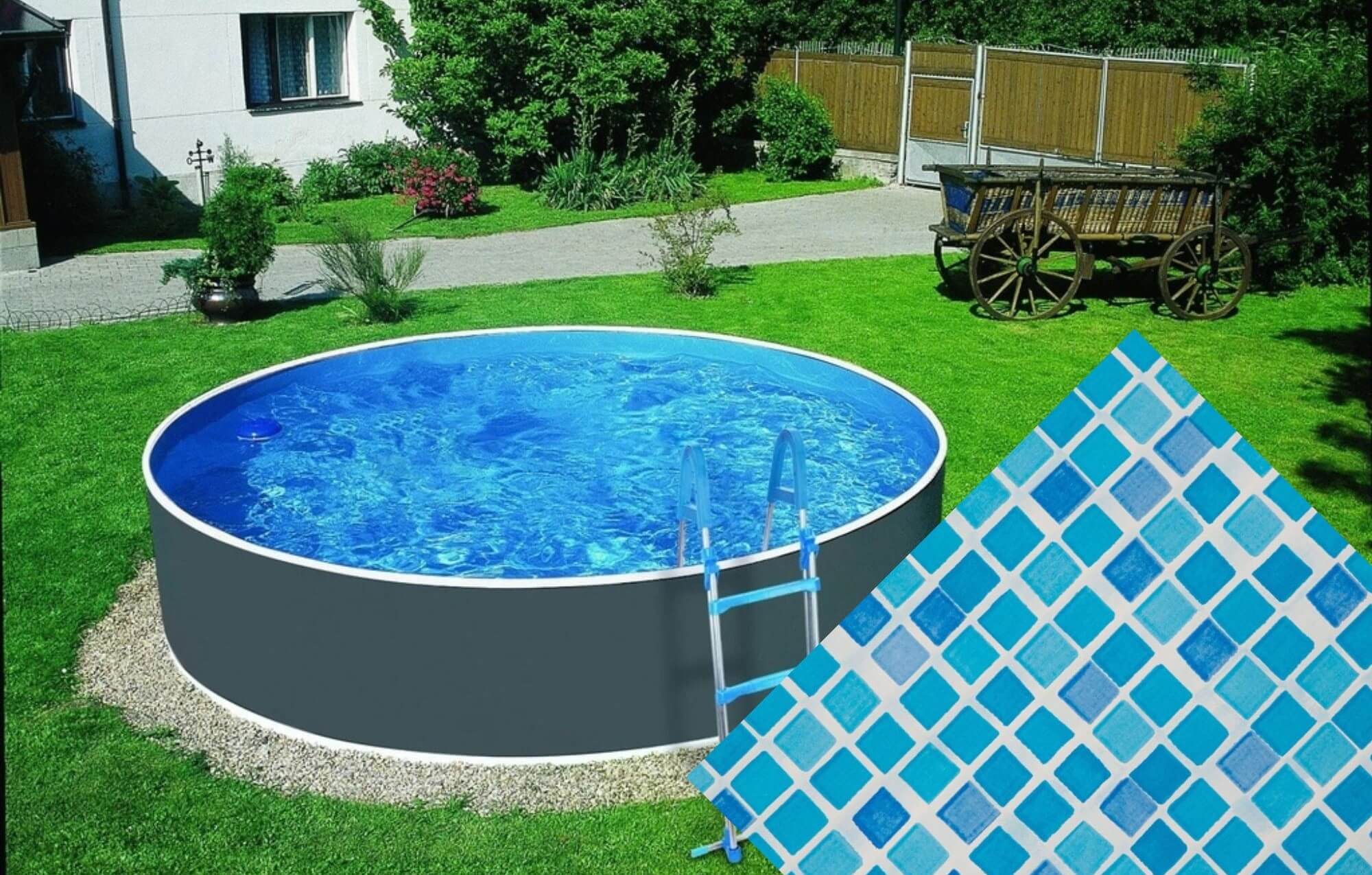 Planet Pool 30690 Náhradná bazénová fólia Mosaic pre bazén priemer 3,6 x 1,1 m
