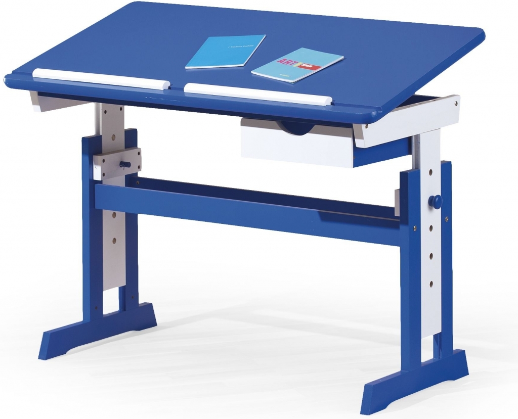 E-shop Rastúci písací stôl Halmar Paco 109x55x63-88 cm modrobiely - modrý