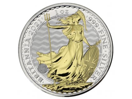 britannia stribrna mince 1oz 2021 zlacena