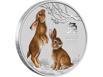 australian lunar series iii stribrna mince 1oz 2023 year of the rabbit coloured