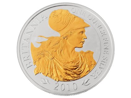 britannia stribrna mince 1oz 2010 zlacena