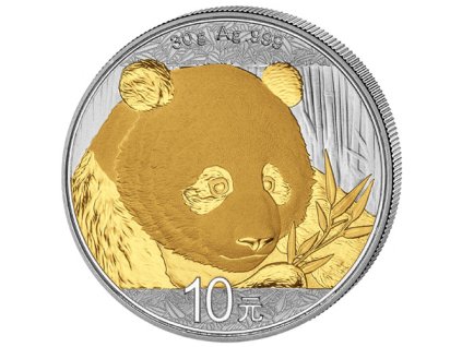 chinese panda stribrna mince 30g 2018 zlacena