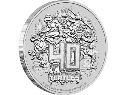 zelvy ninja stribrna mince 1oz 2024 40 years of teenage mutant ninja turtles