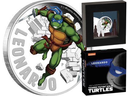 zelvy ninja stribrna mince 1oz 2024 leonardo proof barvena