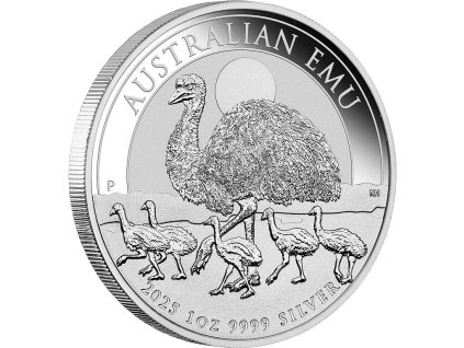 australian emu stribrna mince 1oz 2025