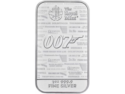 royal mint james bond 007 silver 1oz bar front
