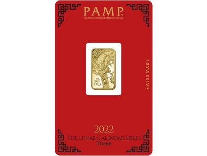 PAMP Lunar Gold Minted Bar 5g 2022 Tiger card front