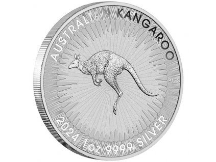 australian kangaroo stribrna mince 1oz 2024 reverse edge