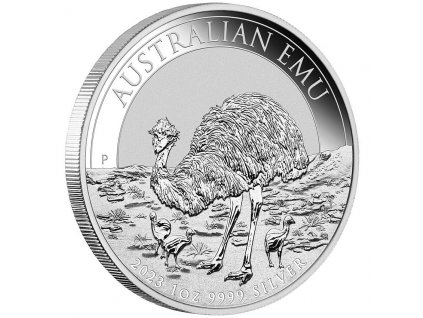 australian emu stribrna mince 1oz 2023 reverse edge