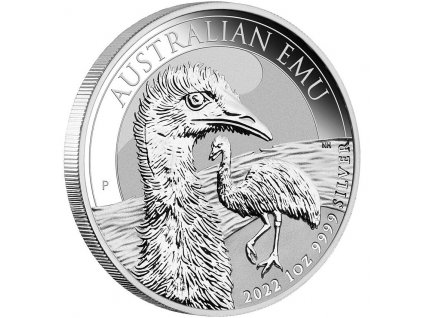 australian emu stribrna mince 1oz 2022 reverse edge