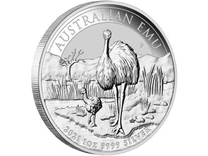 australian emu stribrna mince 1oz 2021 reverse edge