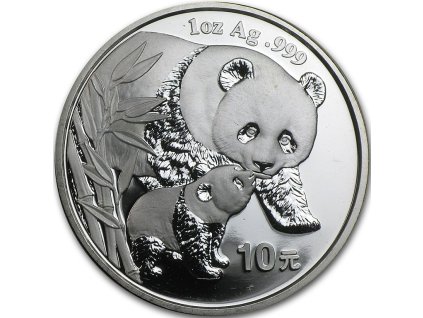 chinese panda stribrna mince 1oz 2004