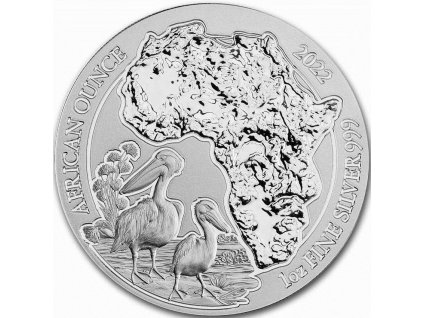rwandan african ounce stribrna mince 1oz 2022 reverse