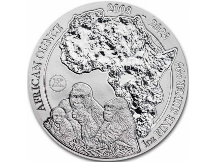 rwandan african ounce stribrna mince 1oz 2023 15th anniv reverse