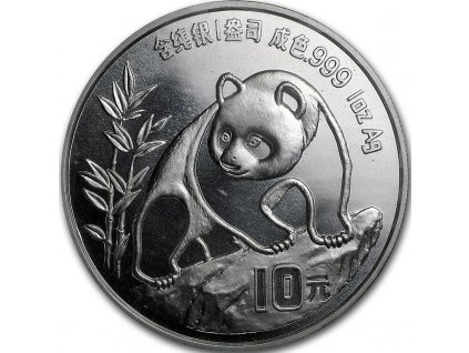 chinese panda stribrna mince 1oz 1990 rub small date